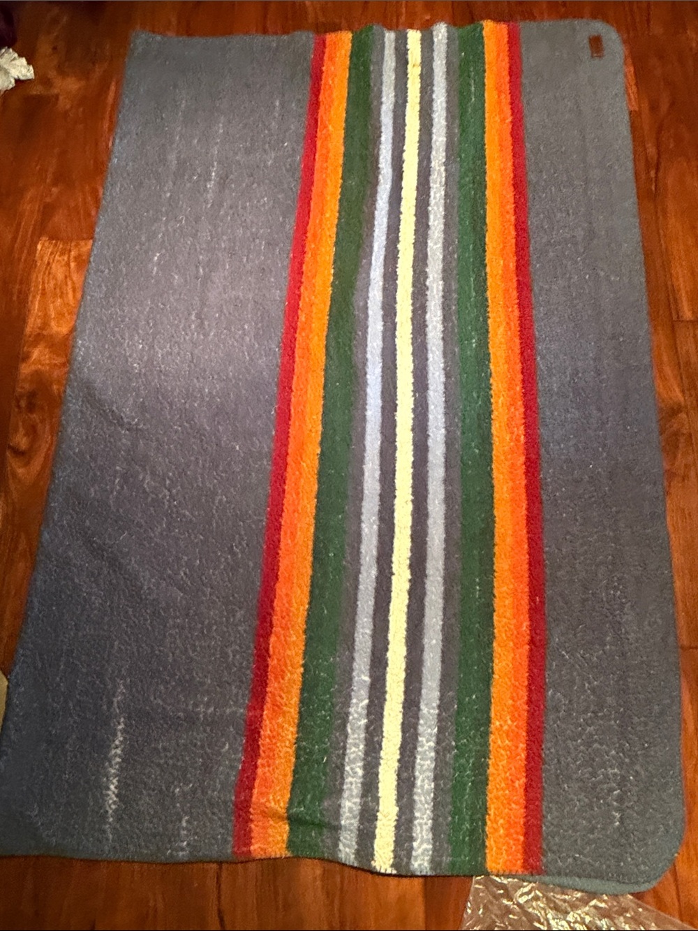 Pendleton Gray Throw with Multicolor Stripe